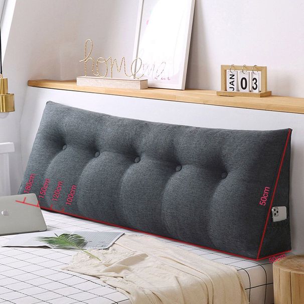 SOGA 2X 100cm Dark Grey Triangular Wedge Bed Pillow Headboard_maomaolike.com