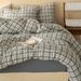 All-cotton Knitted Plaid Print Four-piece Pure Jersey Cotton Duvet Cover, Bed Sheet, Fitted Sheet Three-piece Set,_maomaolike.com