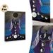 Moon Phase Goddess Painting Poster, Mystical Spiritual Style Poster, Dark Robed Figure With Moon Phase Cycle & Dotted Radiant Details_maomaolike.com
