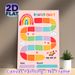 Rainbow-themed Reward Chart Painting Poster, Watercolor-style Colorful Rainbow With Cute Cloud & Heart Elements Poster, Practical Tool To Track_maomaolike.com