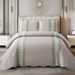 3-Piece Quilted Bedding Set - Bubble Lace Trim Computer Embroidery Duvet Cover With Double-Sided Floral Stitching Solid_maomaolike.com