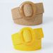 HOT Beltox Women Straw Woven Elastic Wide Belt Solid Color with Matching Plastic Buckle_maomaolike.com