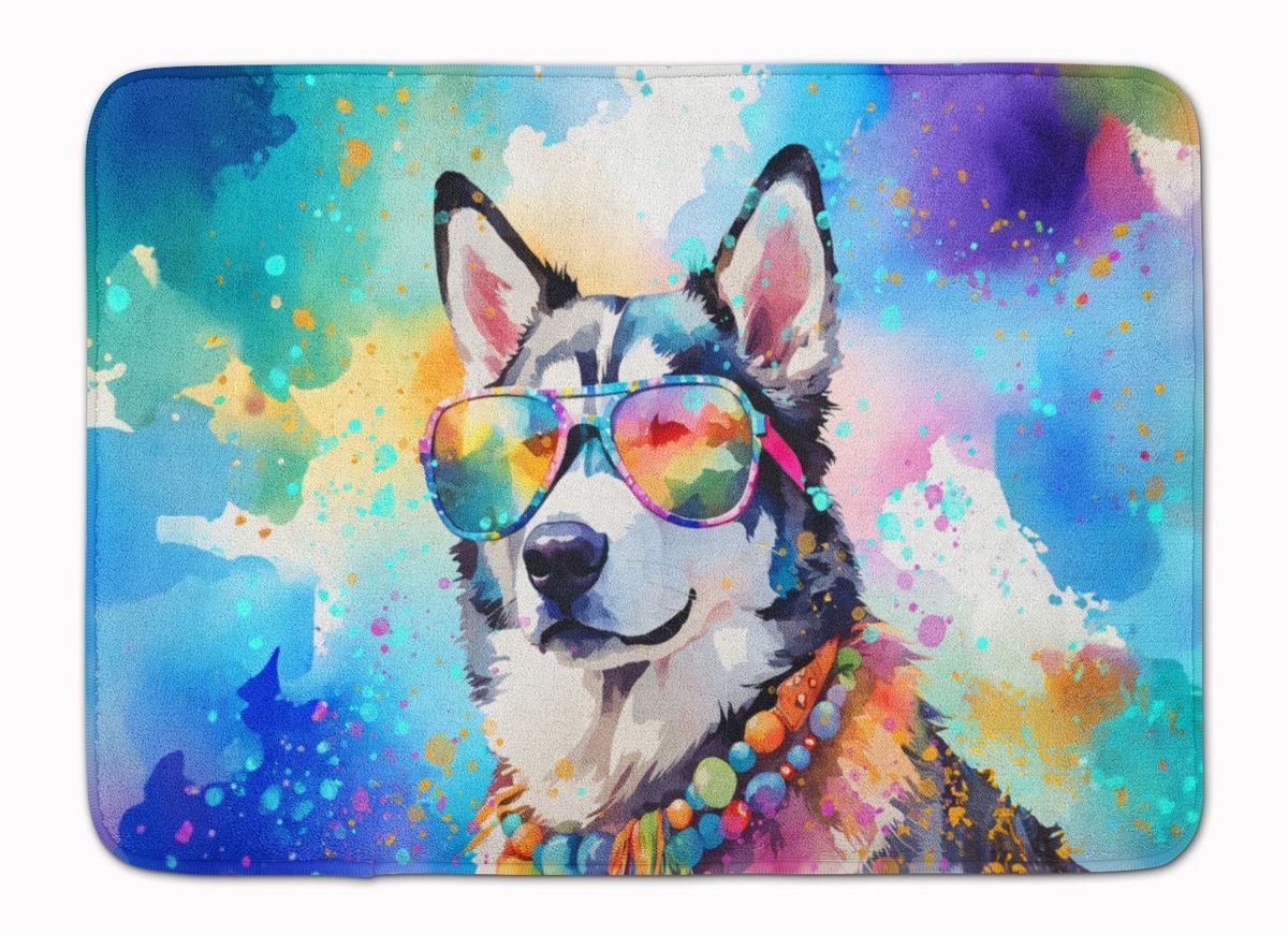 Siberian Husky Hippie Dawg Memory Foam Kitchen Mat Machine Washable Anti-Fatigue Mat Cushion Comfort Bath Mat Or Kitchen Rug_maomaolike.com