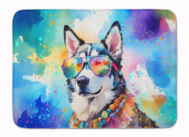 Siberian Husky Hippie Dawg Memory Foam Kitchen Mat Machine Washable Anti-Fatigue Mat Cushion Comfort Bath Mat Or Kitchen Rug_maomaolike.com