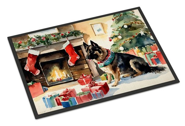 Norwegian Buhund Cozy Christmas Doormat Front Door Mat Indoor Outdoor Rugs For Entryway, Non Slip Washable Low Pile, 24H X 36W_maomaolike.com