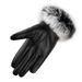 Women's warm gloves autumn and winter PU leather rabbit fur touch screen outdoor cycling plus velvet thickened winter gloves_maomaolike.com
