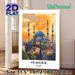 Diyarbakir Turkey Mosque Painting Poster, Vibrant Retro Travel Style Sunset Scene Poster, Captivating Cultural Artwork Ideal For Home, Living Room And_maomaolike.com