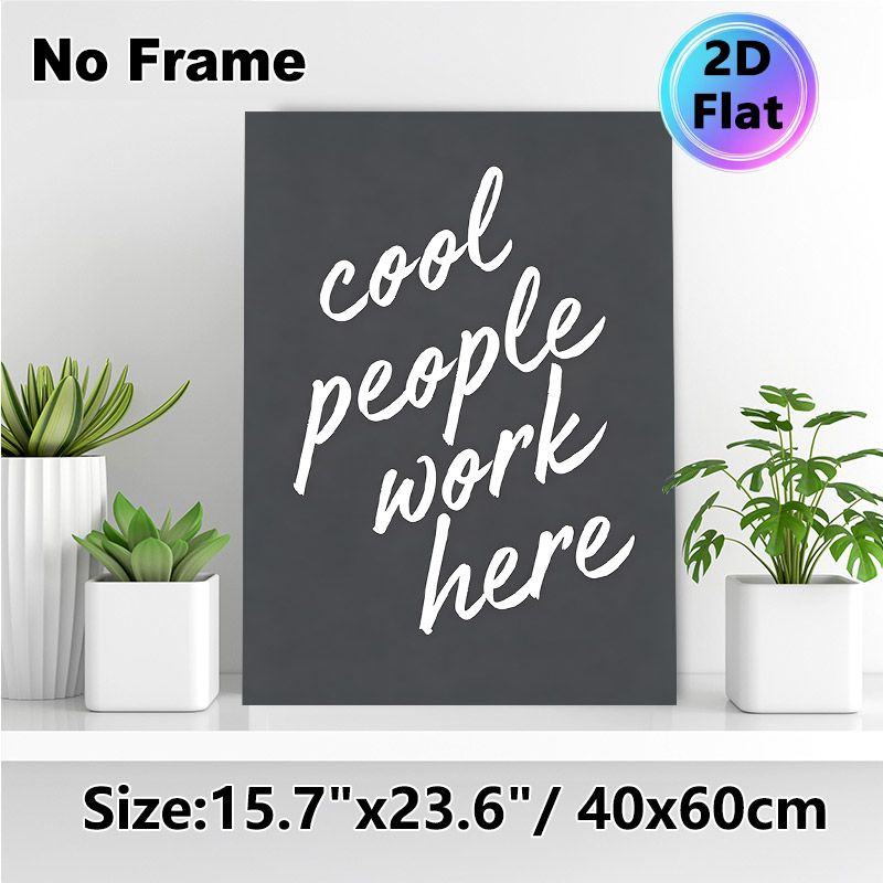 Cool People Work Here Typography Painting Poster, Minimalist Dark-toned Handwritten Text Poster, Casual Fun Decor Ideal For Office, Workspace_maomaolike.com