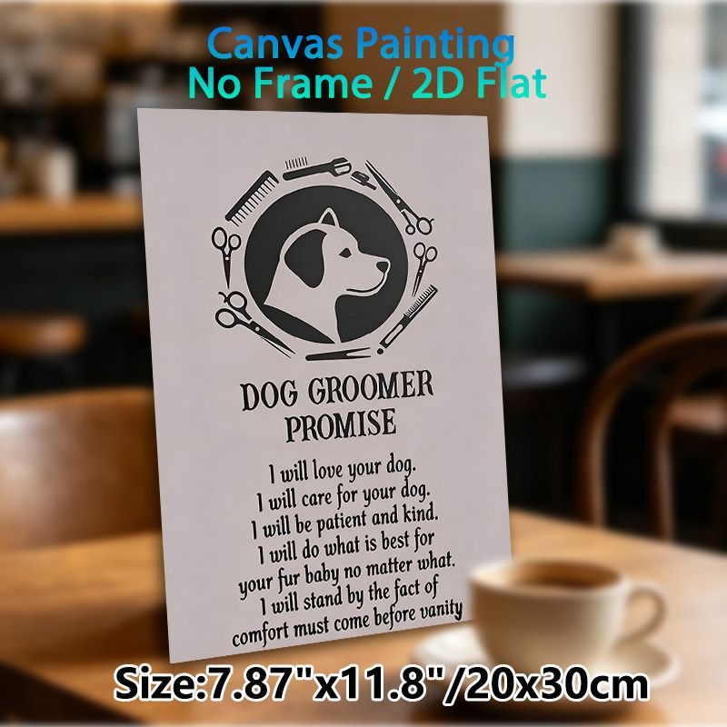 Dog Groomer Promise Painting Poster, Minimalist Black-and-white Dog Grooming Themed Graphic Poster, Heartfelt Caring Message, Ideal For Dog Grooming_maomaolike.com