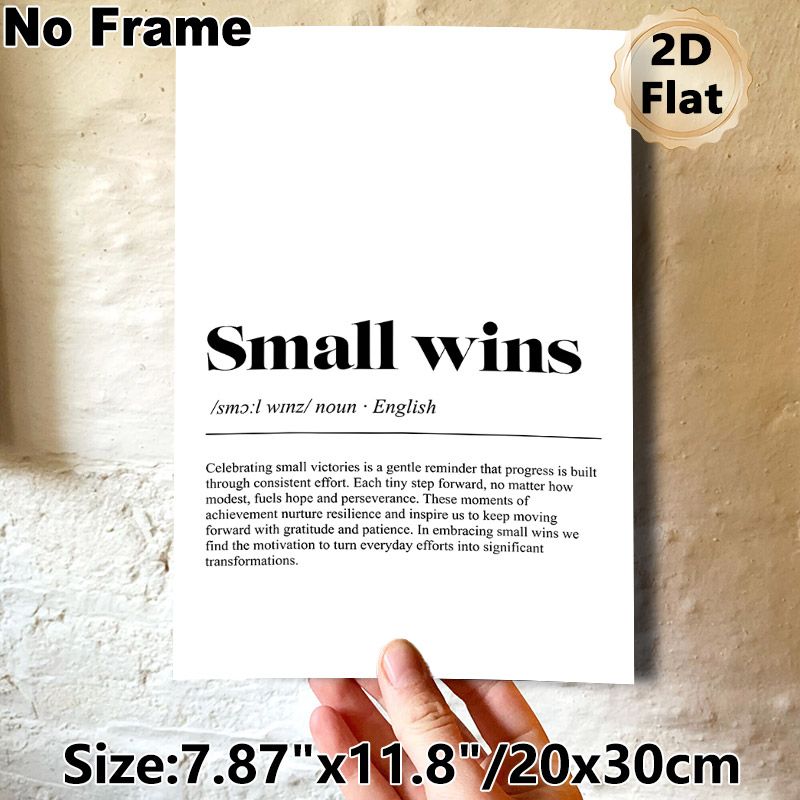Small Wins Motivational Painting Poster, Minimalist Typography Inspirational Text Poster, Uplifting Daily Reminder Ideal For Home Office, Living Room_maomaolike.com