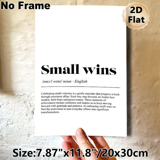 Small Wins Motivational Painting Poster, Minimalist Typography Inspirational Text Poster, Uplifting Daily Reminder Ideal For Home Office, Living Room_maomaolike.com