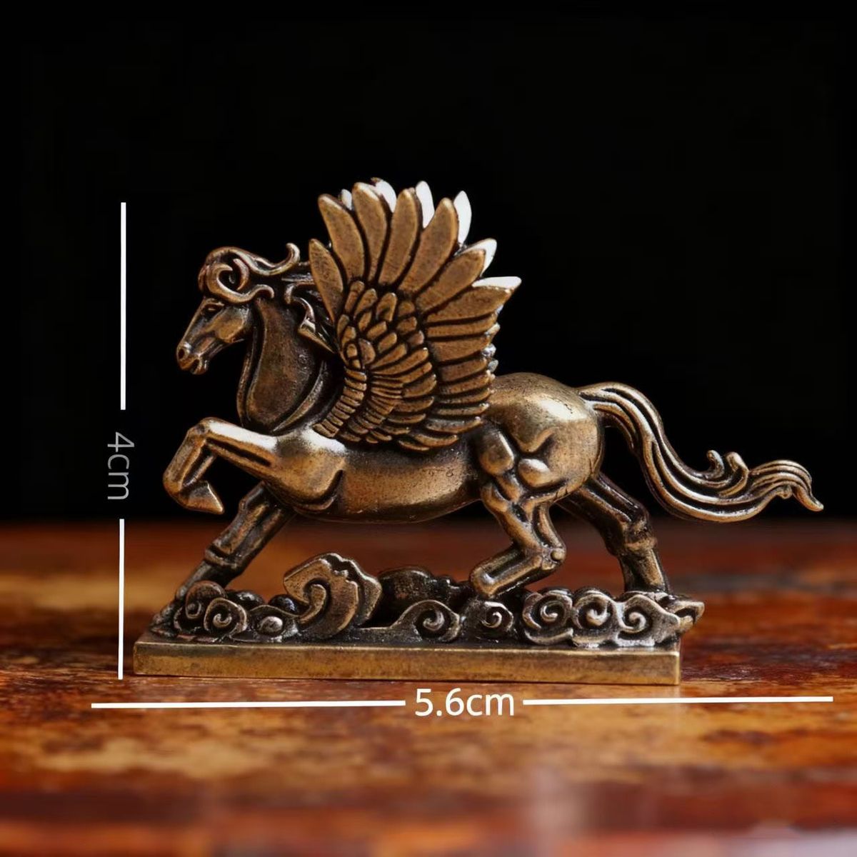 Brass Pegasus Figurine Mini Statue, Vintage Bronze Craft Tea Pet, Desktop Decor Ornament For Office Living Room Home Decoration
_maomaolike.com