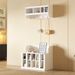 ON-TREND Shoe Storage Bench With Shelves And 4 Hooks, Elegant Hall Tree With Wall Mounted Coat Rack, Entryway Organizer For Hallway, Foyer, Mudroom, White_maomaolike.com