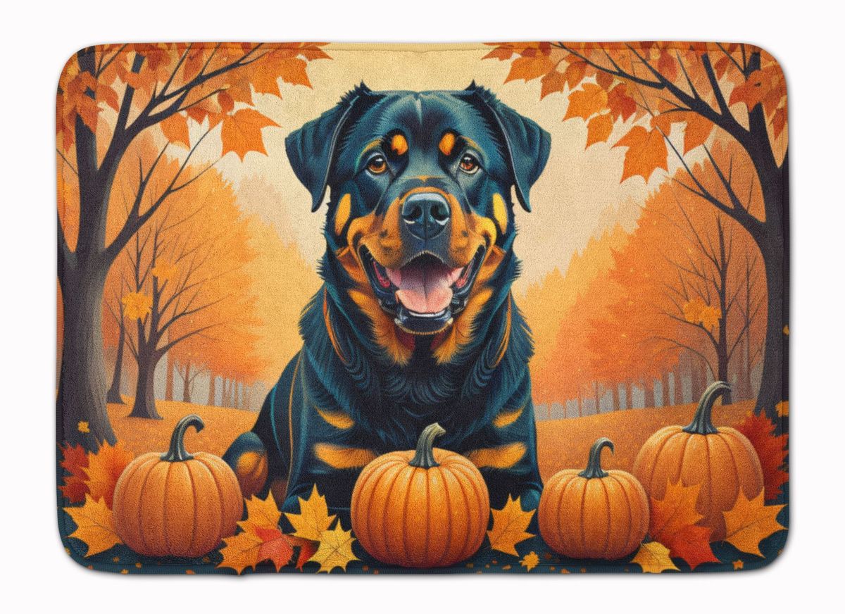 Rottweiler Fall Memory Foam Kitchen Mat Machine Washable Anti-Fatigue Mat Cushion Comfort Bath Mat Or Kitchen Rug_maomaolike.com
