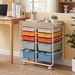 10-Drawer Rolling Cart With Wooden Tabletop And Lockable Wheels For Office For Offices, Studios, And Classrooms_maomaolike.com