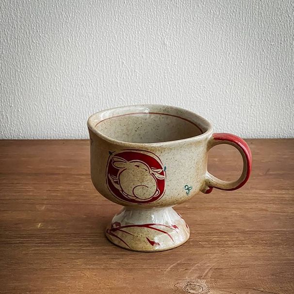 Vintage Kiln Turned Coarse Pottery Coffee Cup, High Aesthetic Moon Rabbit Ceramic High Footed Cup, Afternoon Tea Cup_maomaolike.com