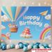 Hot Air Balloon Birthday Party Banner - 2D Flat Polyester Backdrop, Wall Hanging Photo Props, Party Decor_maomaolike.com
