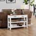 Retro Design Console Table With Two Open Shelves, Pine Solid Wood Frame And Legs For Living Room_maomaolike.com