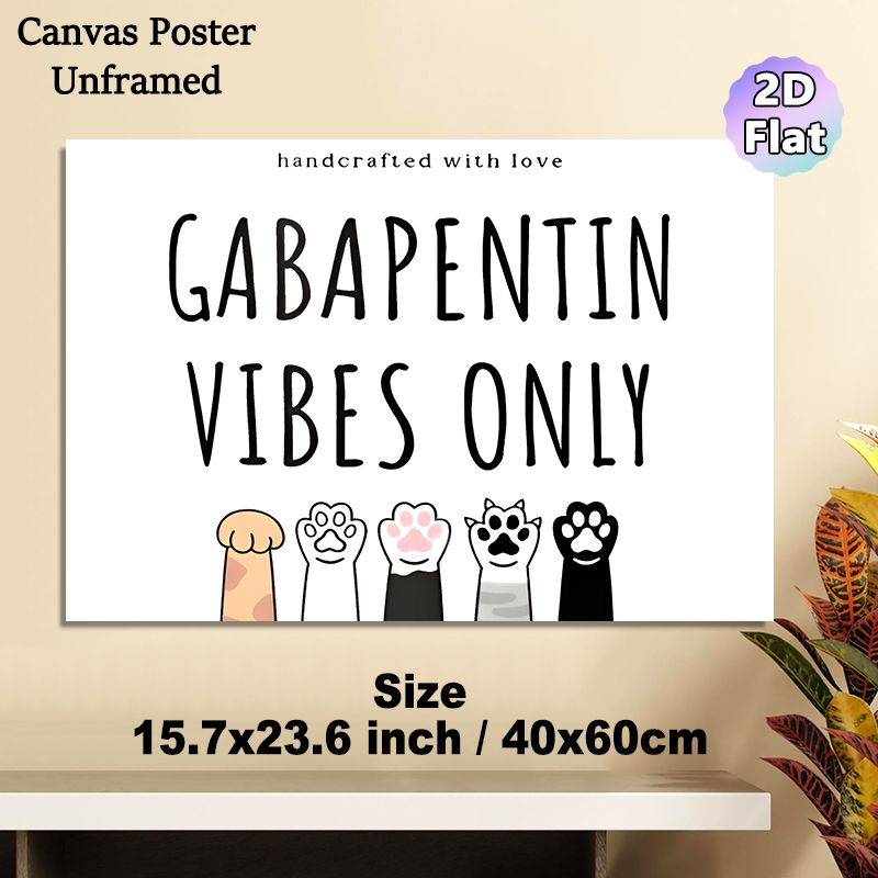 Cat Paw Themed Typography Painting Poster, Cute Cartoon Style Cat Paws & Text Poster, Warm Playful Design Ideal For Living Room, Bedroom Or Pet_maomaolike.com