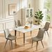 Khaki + Grey PU Leather Dining Chair With Metal Legs, Wave Pattern Upholstered Armless Chair Set Of 6 For Kitchen, Restaurant, Living, Meeting Room_maomaolike.com