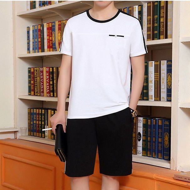 Men's Clothing Middle aged and elderly men's casual suits summer men's short sleeved shorts dad's loose clothes grandfather thin two piece suit_maomaolike.com