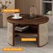 2-Tiered Round Wood Coffee Table With Storage Rattan Base In 31.3''_maomaolike.com