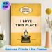 Vintage Book & Penguin Painting Poster, Warm-toned Retro Book Cover Style Poster, Heartfelt "I Love This Place" Quote Decor Ideal For Home, Living_maomaolike.com