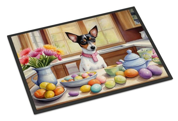 Decorating Easter Rat Terrier Doormat Front Door Mat Indoor Outdoor Rugs For Entryway, Non Slip Washable Low Pile, 24H X 36W_maomaolike.com