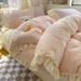 Wholesale Ins Princess Style Wrinkled Lace Milk Velvet Four-Piece Winter Warm Mixed Color Flannel 4-Piece Set_maomaolike.com