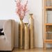 Metal Decorative Vases High Distress Metal Center Vases With Growing Vine Patterns, Set Of 3 Vases For Home Decoration 34 ", 29 ", 25 "H, Gold_maomaolike.com