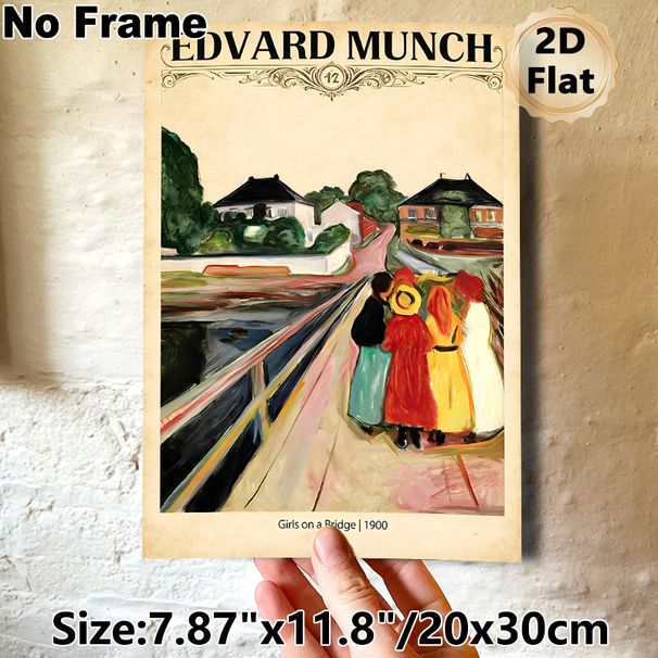Girls On A Bridge Painting Poster, Vintage-toned Expressionist Art Poster, Classic Edvard Munch Reproduction, Ideal For Home Walls, Living Room And_maomaolike.com