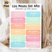 Bilingual Months Of The Year Painting Poster, Pastel-colored Clear Bilingual Text Poster, Supports Spanish And English Month Learning, Suitable For_maomaolike.com