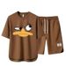 Men's Clothing 2024 Waffle Casual Summer Suit Men's Loose Teen Short sleeved T shirt Shorts Handsome Two piece Suit_maomaolike.com