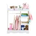 White MDF + Particleboard Children's Wardrobe With 1 Mirror, 3 Shelves, And 1 Clothes Rod; Rabbit Ear Design_maomaolike.com