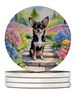 Chihuahua Spring Path Large Sandstone Coasters Pack Of 4 Absorbent Round Coasters Decor Gifts For Men Or Women, 4 In, Multicolor_maomaolike.com