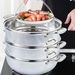 SOGA 3 Tier 32cm Heavy Duty Stainless Steel Food Steamer Vegetable Pot Stackable Pan Insert With Glass Lid_maomaolike.com