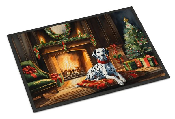 Dalmatian Cozy Christmas Doormat Front Door Mat Indoor Outdoor Rugs For Entryway, Non Slip Washable Low Pile, 24H X 36W_maomaolike.com