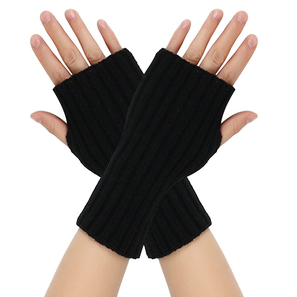 Unisex Wool straight mittens knitted acrylic bare finger sleeves false sleeves short couple half finger_maomaolike.com