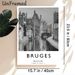 Bruges Belgium Canal Painting Poster, Monochrome Vintage European Waterscape Poster, Tranquil Riverside Town Decor Ideal For Living Room, Bedroom And_maomaolike.com