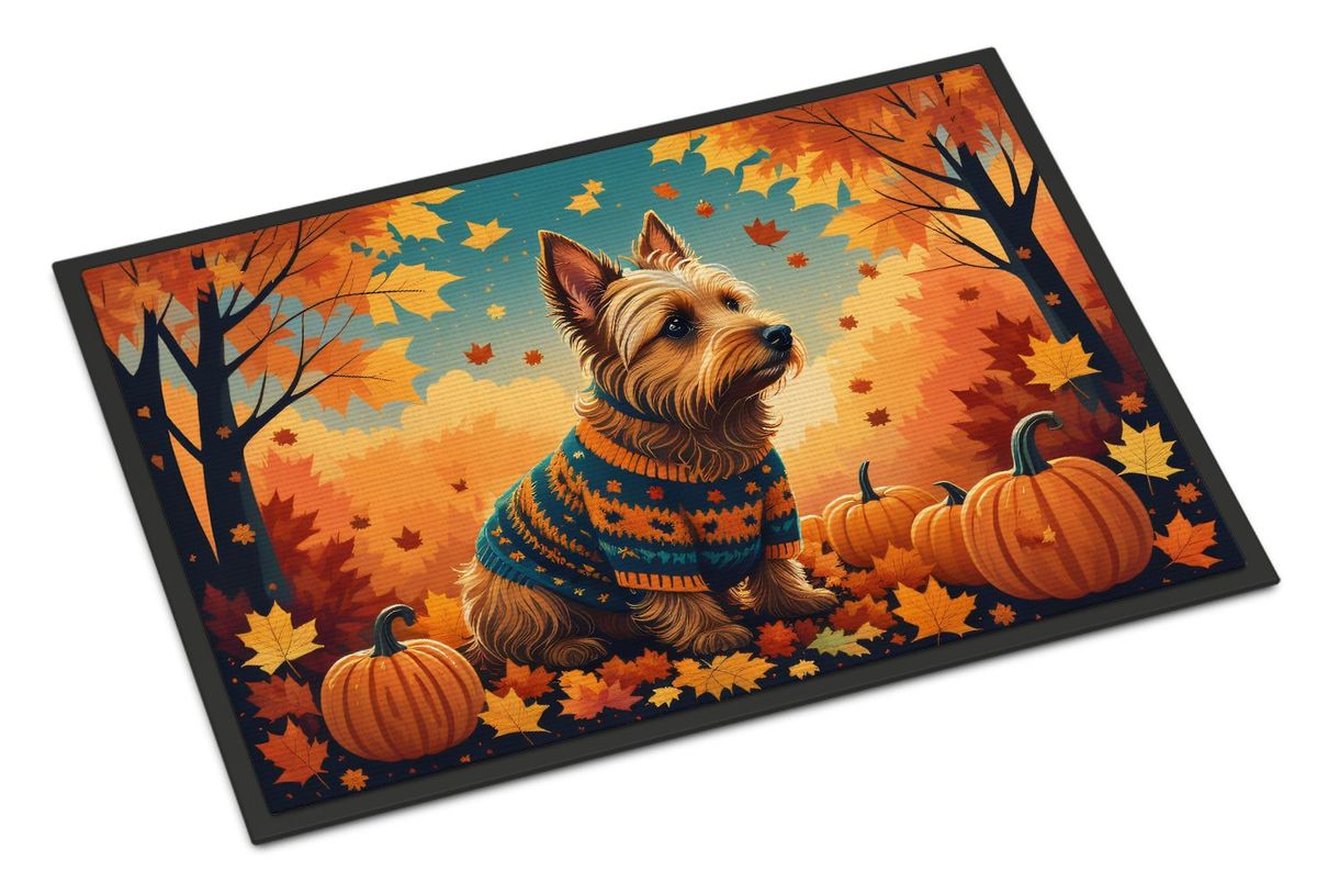 Australian Terrier Terrier Fall Doormat Front Door Mat Indoor Outdoor Rugs For Entryway, Non Slip Washable Low Pile, 24H X 36W_maomaolike.com