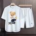Men's Clothing 2024 Waffle Casual Summer Suit Men's Loose Teen Short sleeved T shirt Shorts Handsome Two piece Suit_maomaolike.com