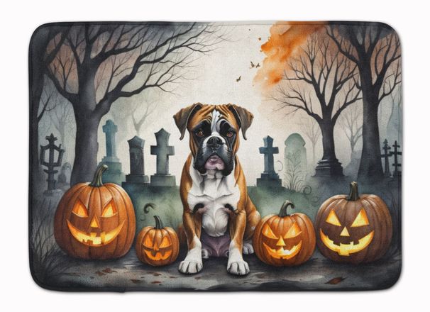 Boxer Spooky Halloween Memory Foam Kitchen Mat Machine Washable Anti-Fatigue Mat Cushion Comfort Bath Mat Or Kitchen Rug_maomaolike.com