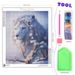 PhotoCustom Round Diamond White Lion Animal Diamond Embroidery Living Room Decoration Artwork_maomaolike.com