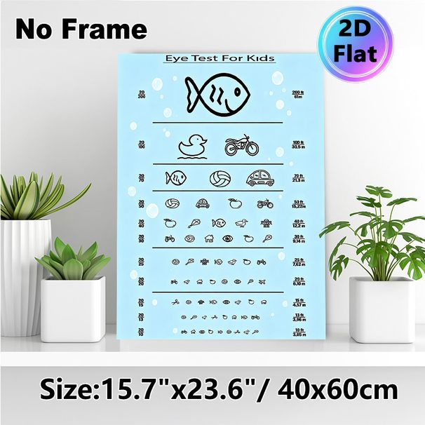 Eye Test Painting Poster, Minimalist Line Art Eye Chart With Cute Icons Poster, Functional Vision Assessment Tool Ideal For Clinic, Home Use_maomaolike.com
