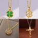 Four Leaf Clover Stainless Steel Necklaces For Women Green Zircon Gold Color Quality Jewelry Pendant Necklace Gift Free_maomaolike.com