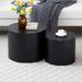 Round Coffee Table Set Of 2, Nesting Coffee Tables For MDF With Veneer .for Living Room,office,bedroom,Natural, 4Colors BLACK_maomaolike.com