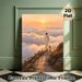 Jesus With Lamb Spiritual Painting Poster, Warm-toned Oil Painting Style Poster, Serene Sunset Scene With Jesus And Lamb Above Clouds, Peaceful_maomaolike.com