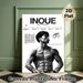 Boxer Naoya Inoue Painting Poster, Monochrome Stylized Athlete Portrait Poster, Showcases Championship Honors & Fighter Profile, Ideal For Gym, Home_maomaolike.com