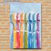 Colorful Toothbrushes Painting Poster, Vibrant Oil Painting Style Poster, Cheerful Multi-colored Toothbrushes With Foam Bubbles, Adds Lively_maomaolike.com