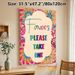 Favors Please Take One Themed Painting Poster, Vibrant Floral Border & Colorful Typography Poster, Eye-catching Reminder Sign Suitable For Parties_maomaolike.com